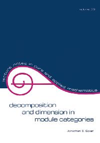Decomposition and Dimension in Module Categories by Golan, Jonathan S.