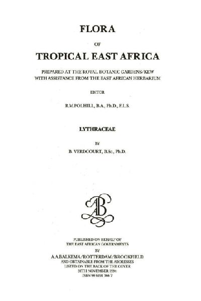 Flora of Tropical East Africa - Lythraceae (1994)